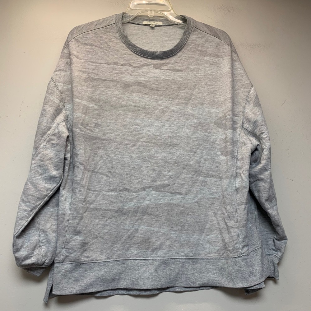 Z Supply Sweatshirt Women XS Grey Excellent Camo French Terry ZT203628S